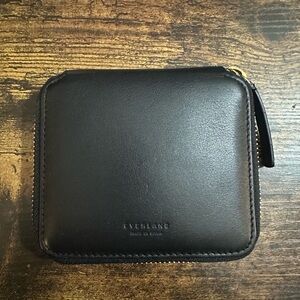 Everlane Black Leather Zip Wallet